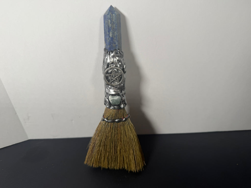 Lapis Lazuli Pentacle Altar Besom – Decorative Wiccan Broom