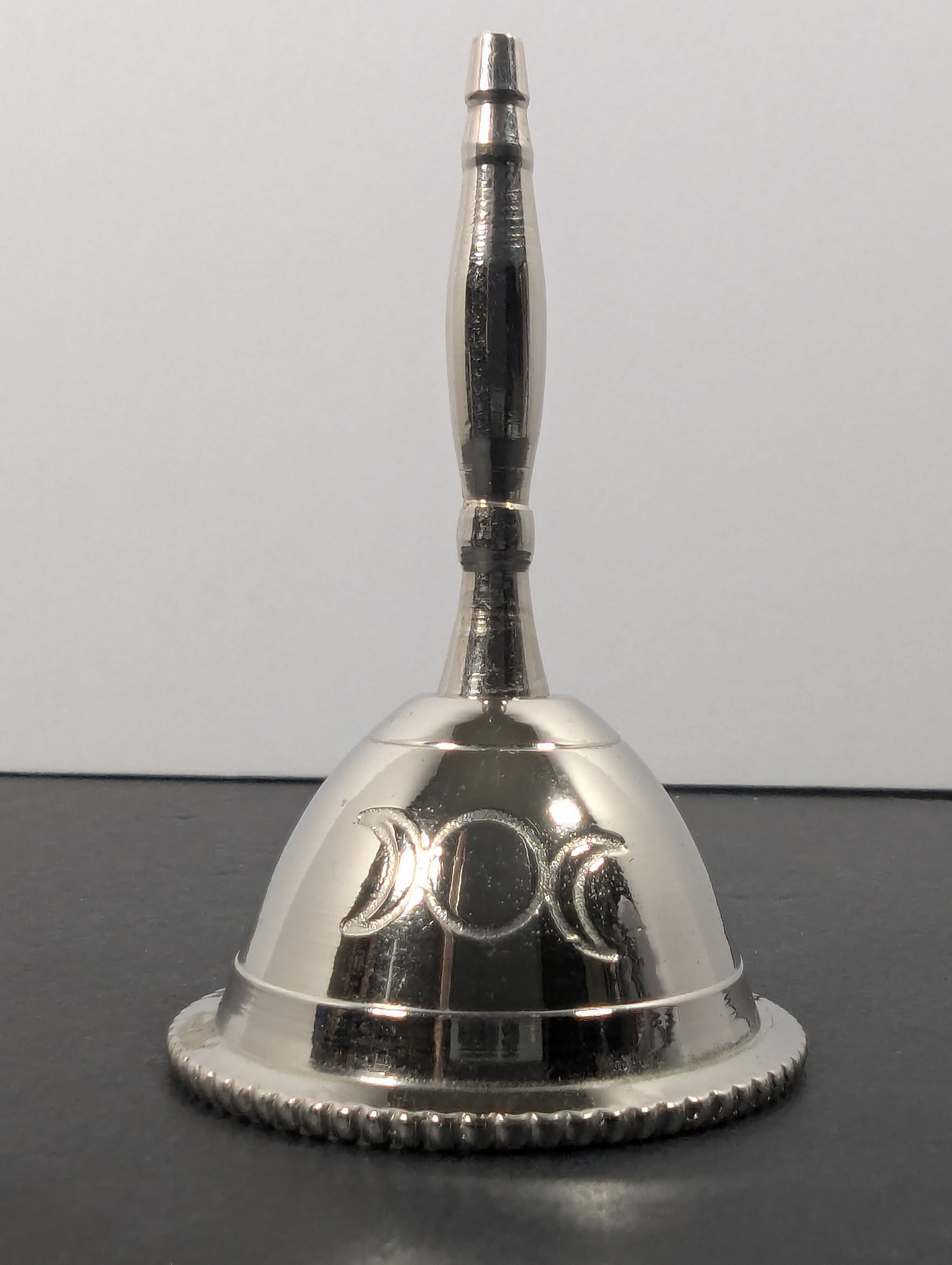 Triple Moon Altar Bell – Silver Ritual Bell