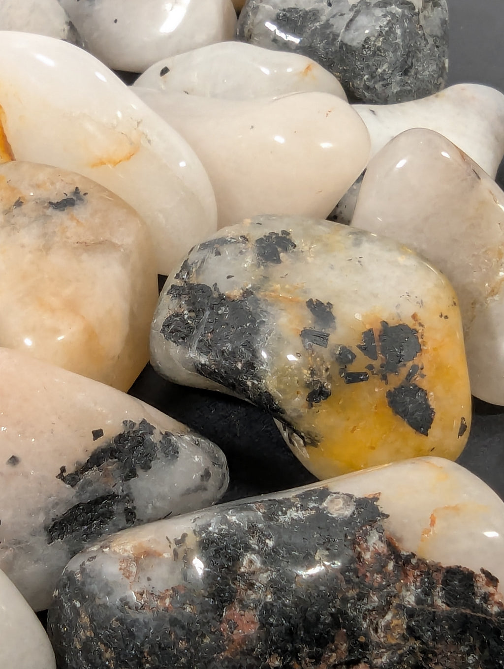 Tourmalinated Quartz Tumbled Stone
