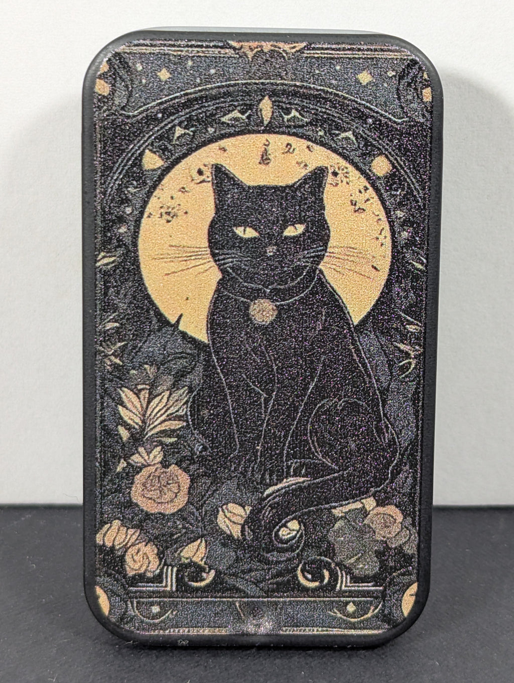 Moon Phase Black Cat Vintage Metal Matchbox