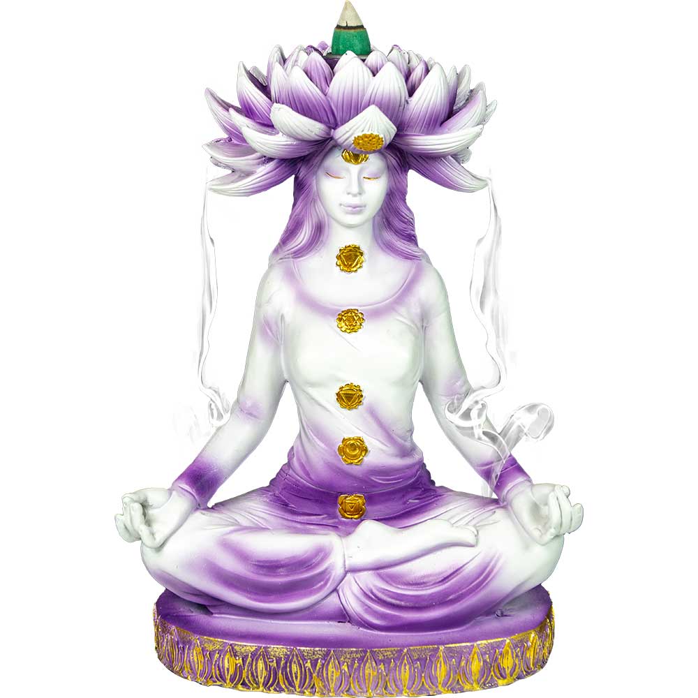 Lotus Chakra Goddess Backflow Incense Holder 9”